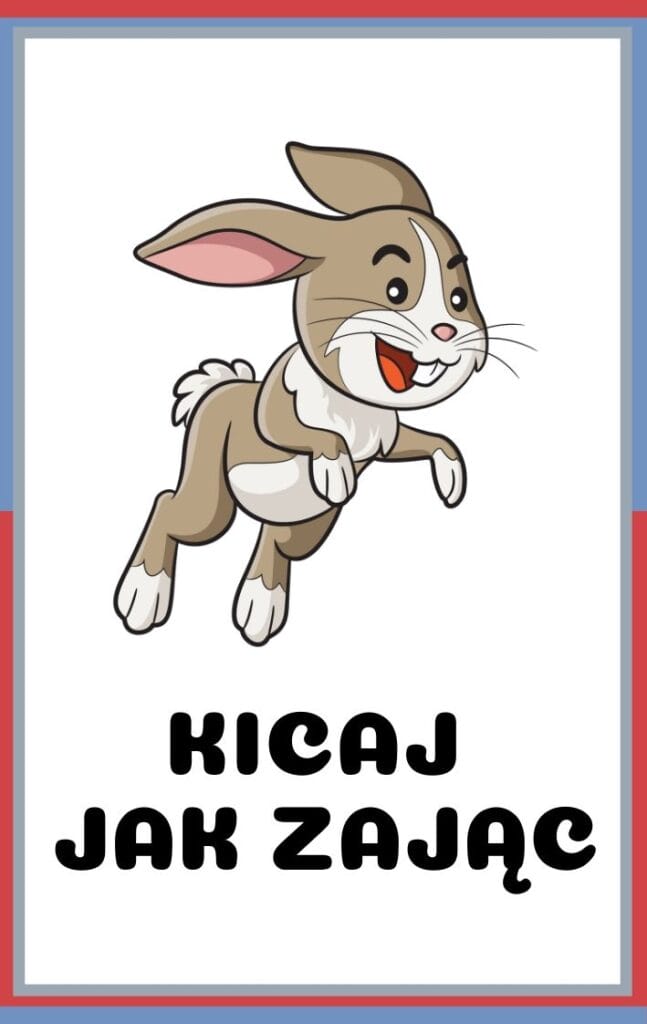Karty ruchowe dla dzieci do druku - kicaj jak zając