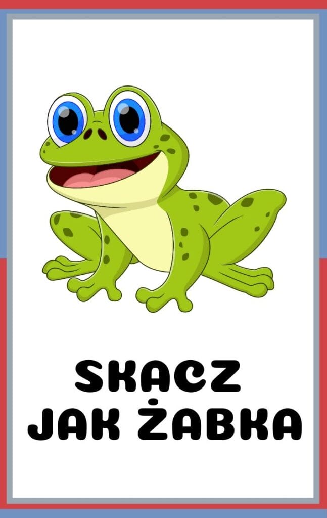 Karty ruchowe dla dzieci do druku - skacz jak żabka