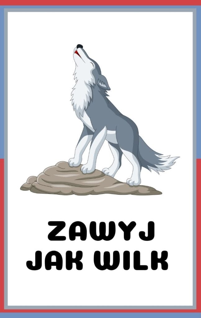 Karty ruchowe dla dzieci do druku - zawyj jak wilk