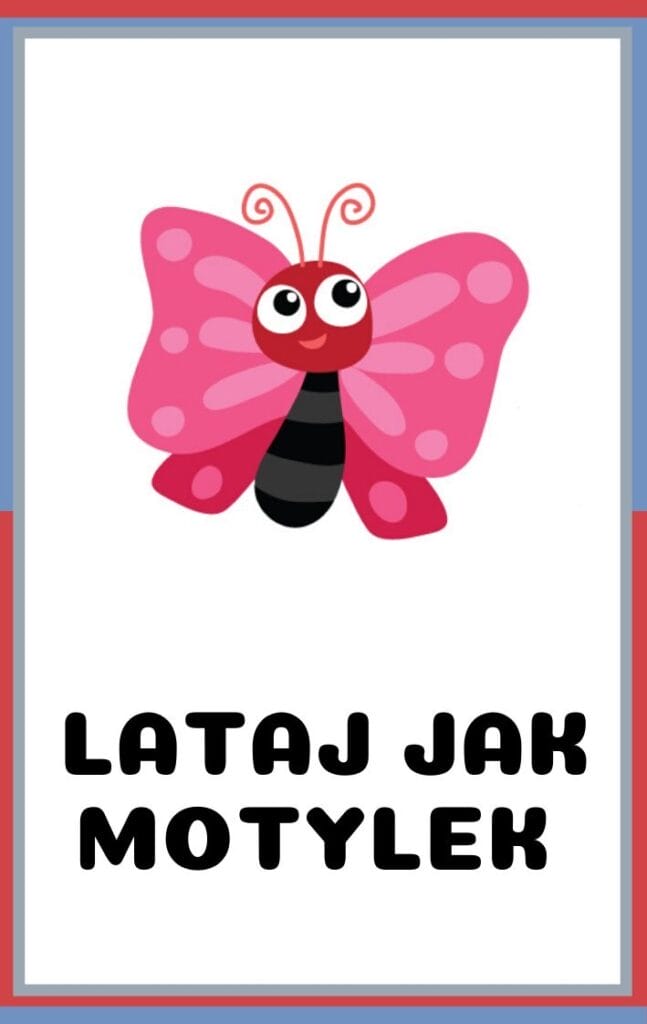 Karty ruchowe dla dzieci do druku - lataj jak motylek