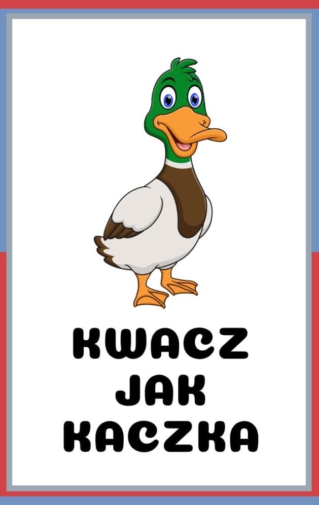 Karty ruchowe dla dzieci do druku - kwacz jak kaczka