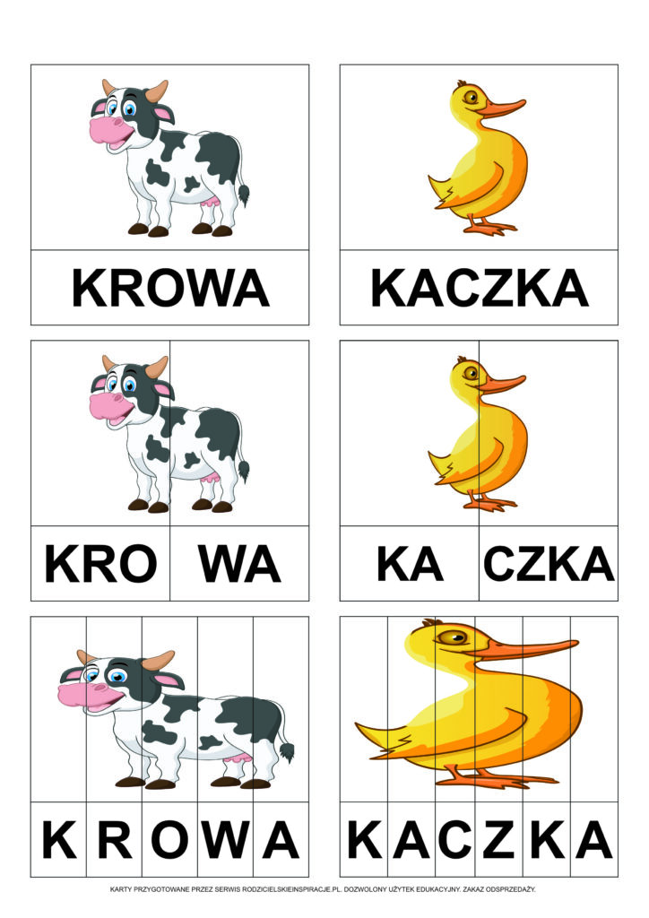 Karty pracy do druku za darmo: sylaby i litery