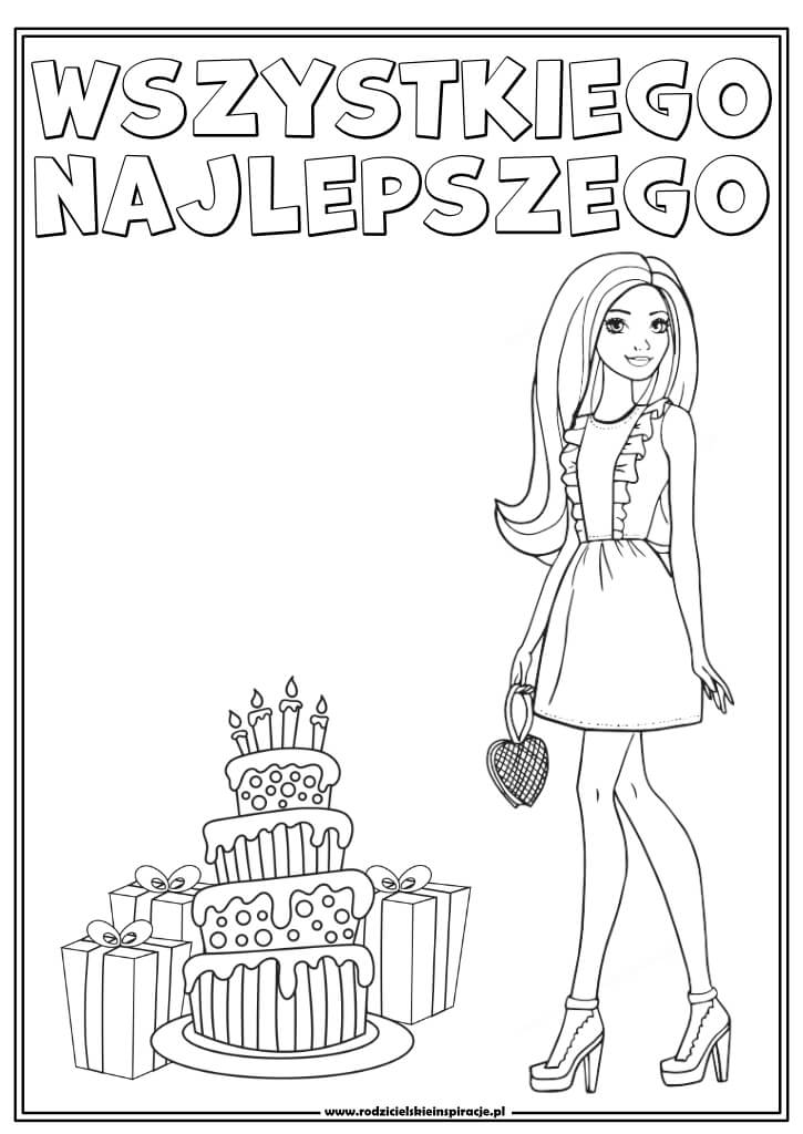 barbie kolorowanka urodzinowa