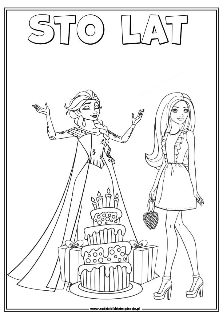 elsa barbie kolorowanka urodzinowa