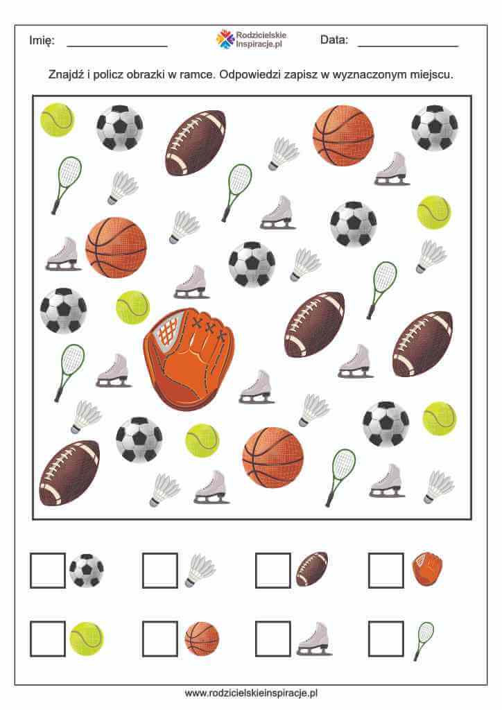 Sport karty pracy do druku