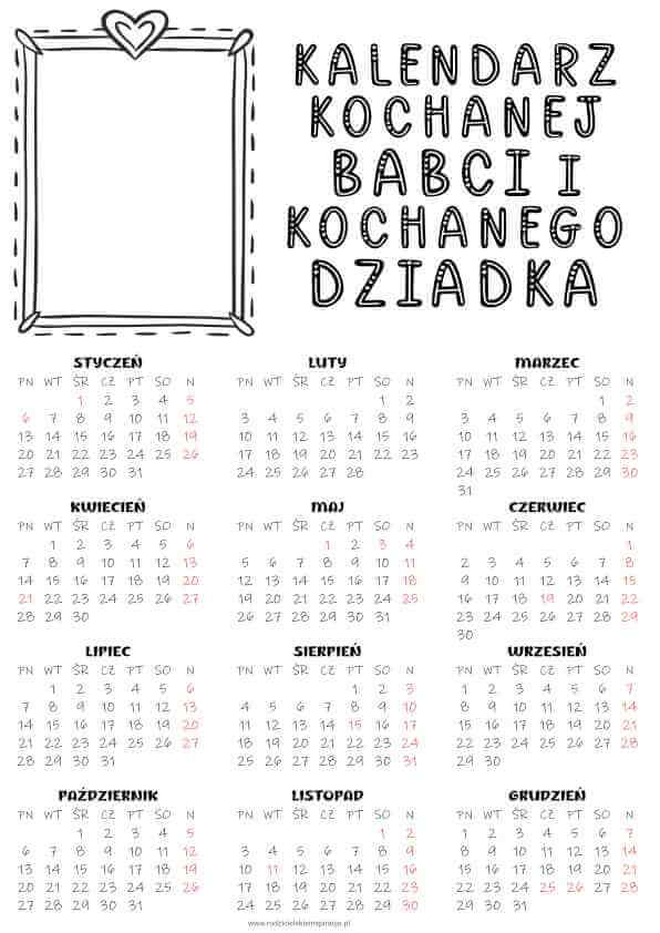 kalendarz dzien babci i dziadka 2025 3