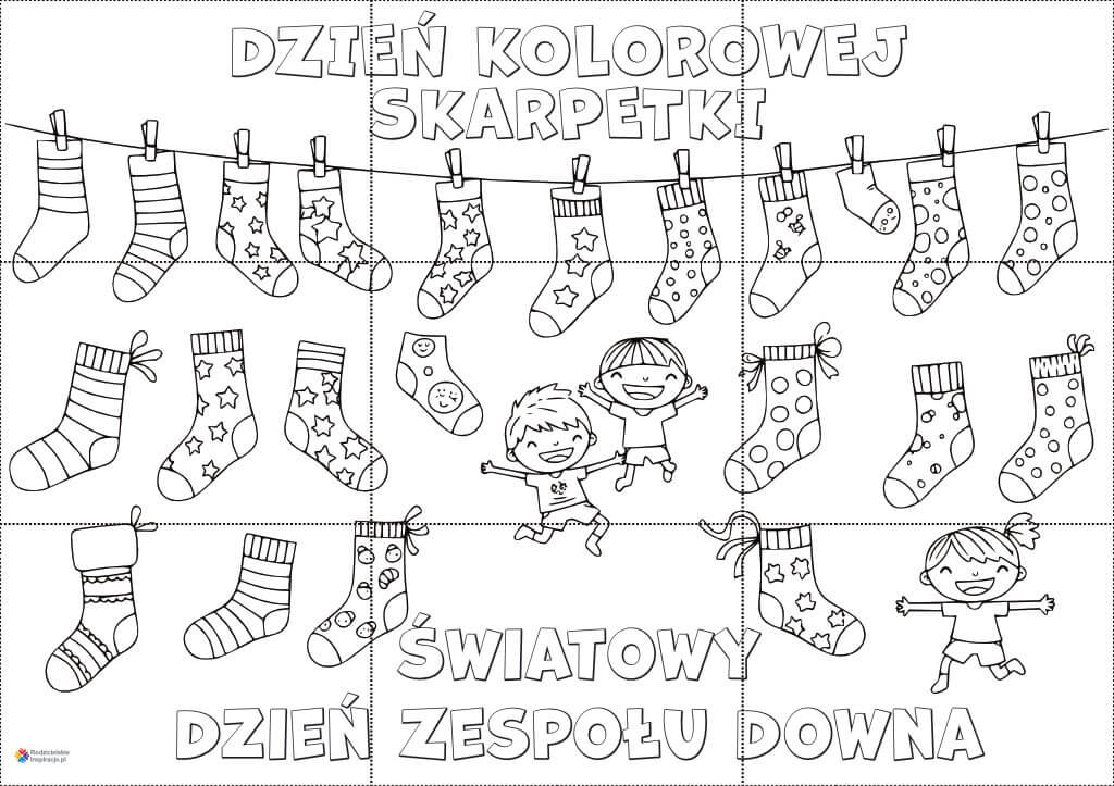 Dzien kolorowej skarpetki kolorowanka xxl